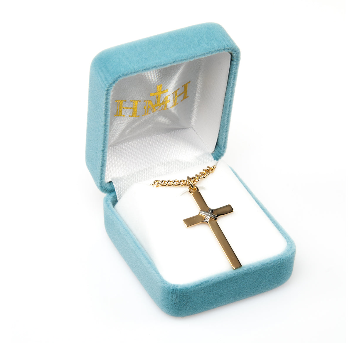 Two-Tone Gold Over Sterling Silver Cross Necklace | 16kt Gold Plated .925 Silver