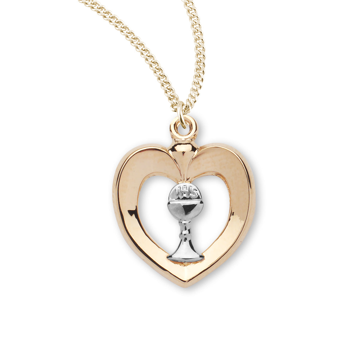 Two-Tone Gold Over Sterling Silver Heart Necklace | 16kt Gold Plated .925 Silver