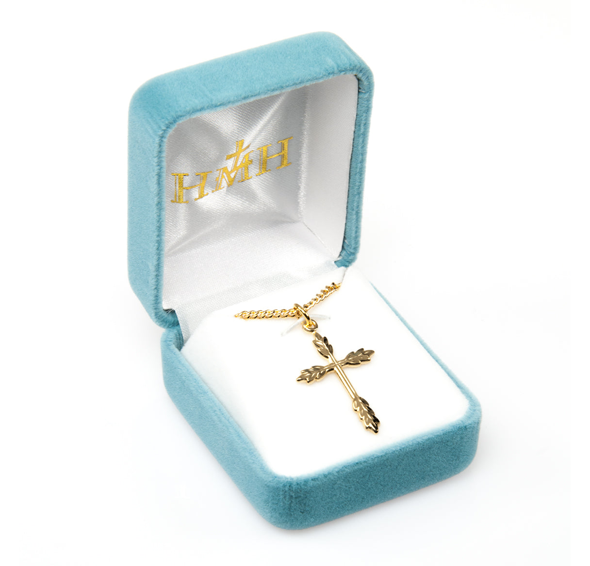 Gold Over Sterling Silver Wheat Cross Necklace | 16kt Gold Plated .925 Silver
