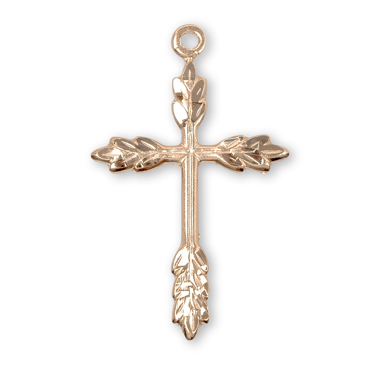 Gold Over Sterling Silver Wheat Cross Necklace | 16kt Gold Plated .925 Silver