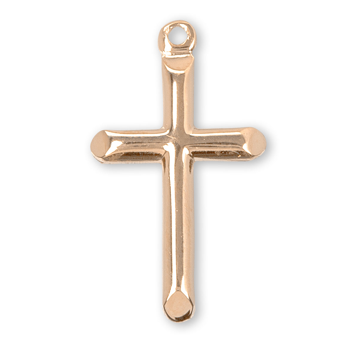 Gold Over Sterling Silver High Polished Cross Necklace | 16kt Gold Plated .925 Silver