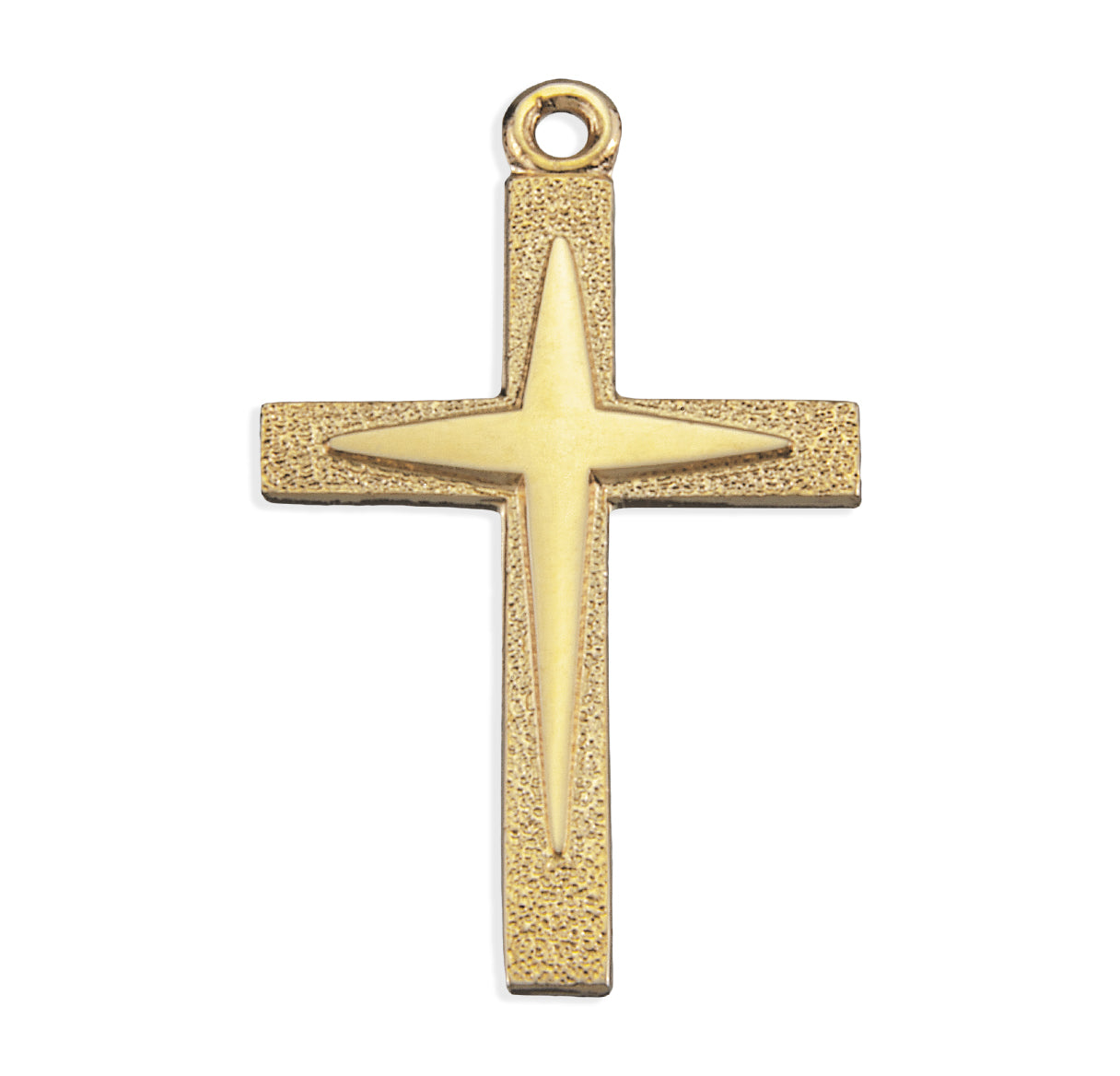 Gold Over Sterling Silver Starburst Cross Necklace | 16kt Gold Plated .925 Silver