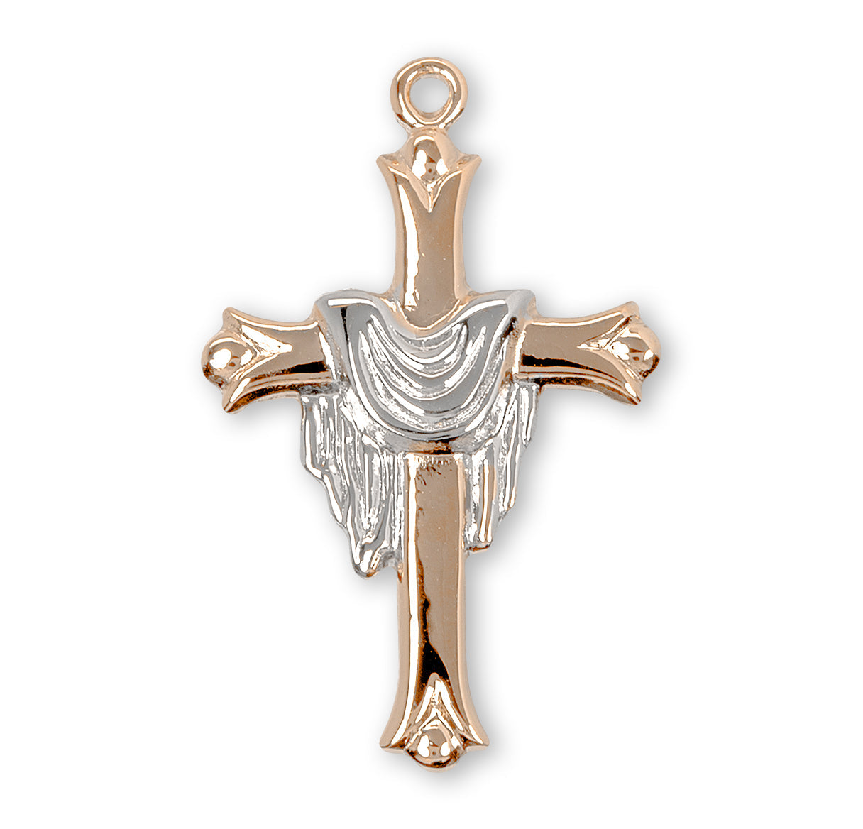 Gold Plated Cross with a Rhodium Plated Robe Necklace | Catholic Jewelry