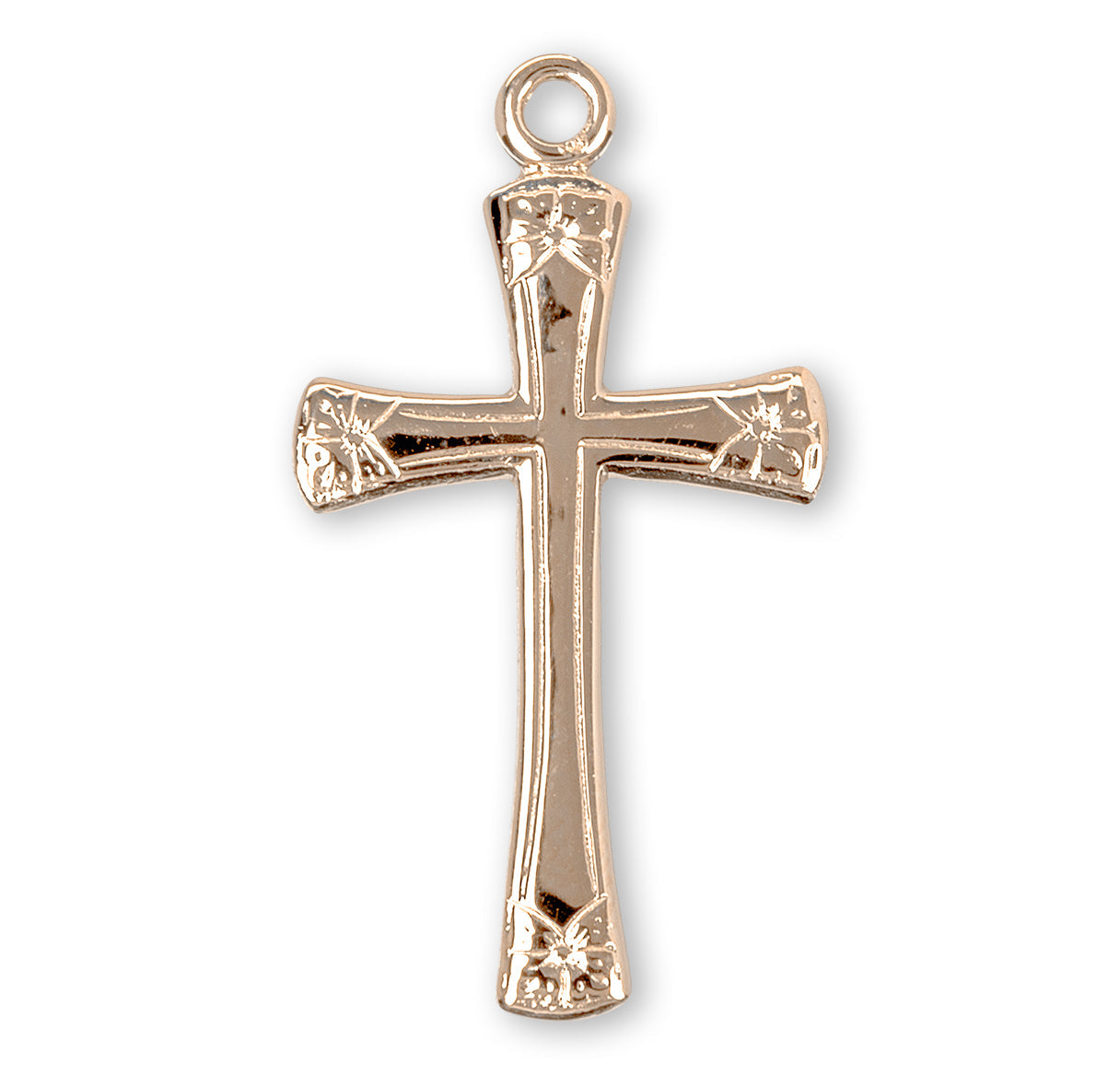 Flower Tipped Gold Over Sterling Silver Cross Necklace | 16kt Gold Plated .925 Silver