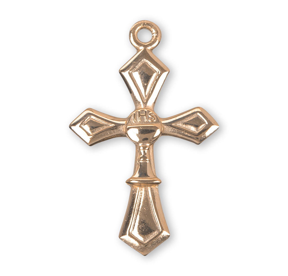 Gold Over Sterling Silver Cross with Chalice Necklace | 16kt Gold Plated .925 Silver