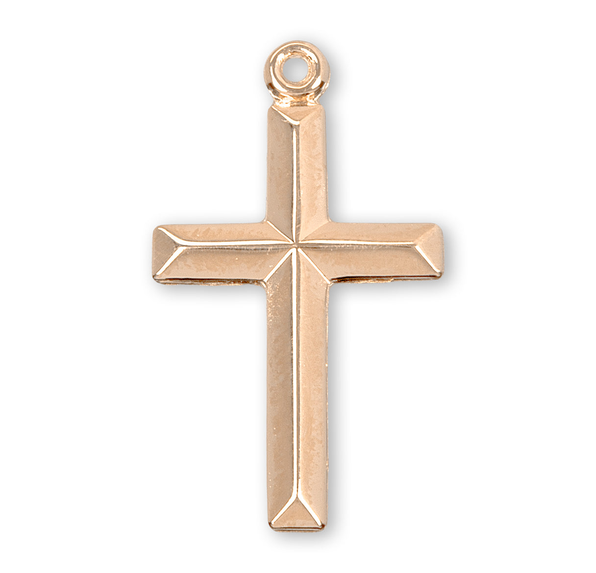 Gold Over Sterling Silver Angle Edged Cross Necklace | 16kt Gold Plated .925 Silver