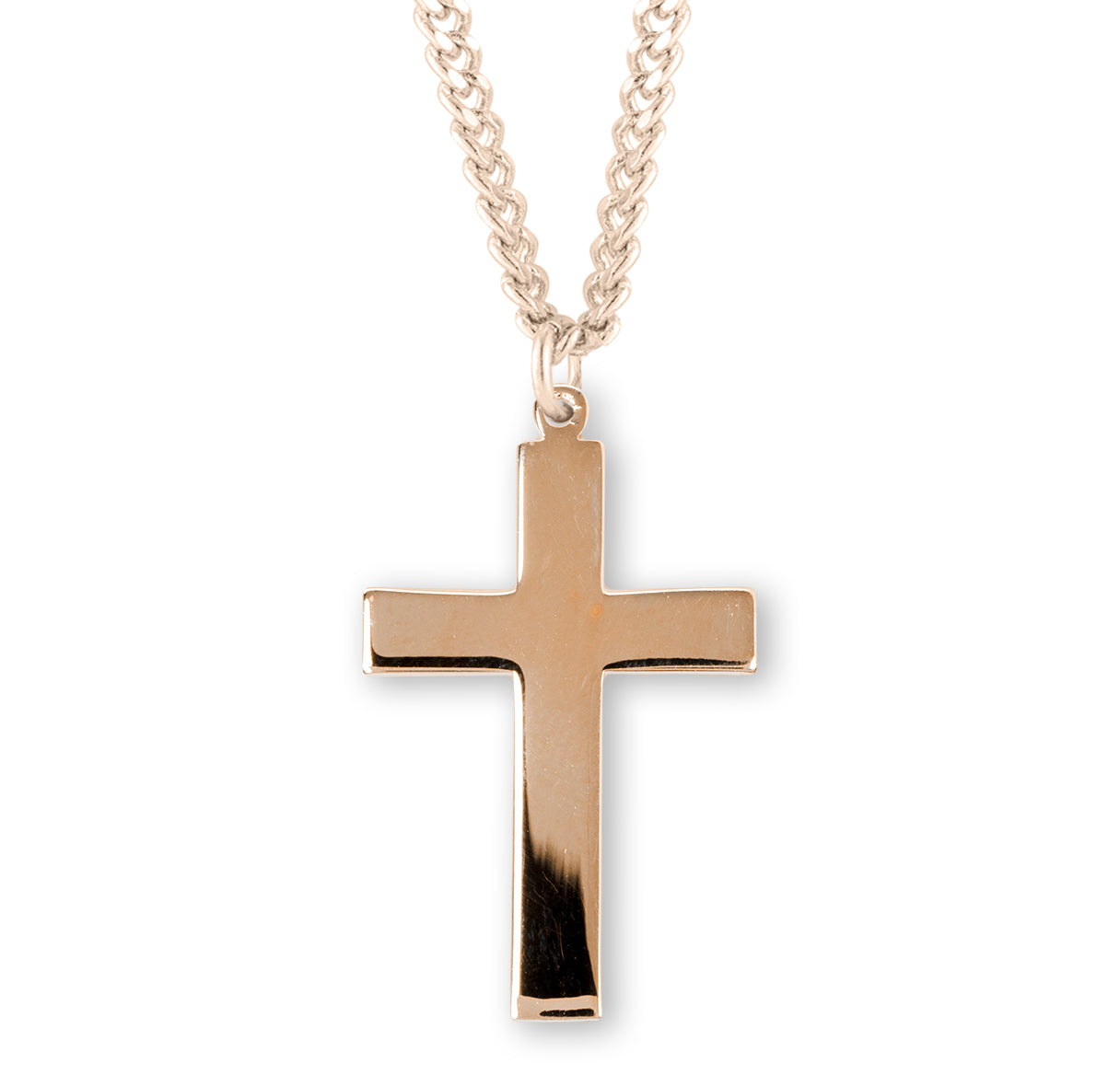 Gold Over Sterling Silver Latin Style Cross Necklace | 16kt Gold Plated .925 Silver