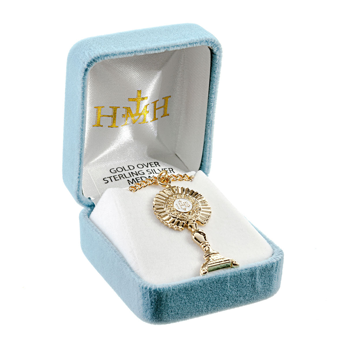 Gold Over Sterling Silver Two-Tone Monstrance Pendant | 16kt Gold Plated .925 Silver