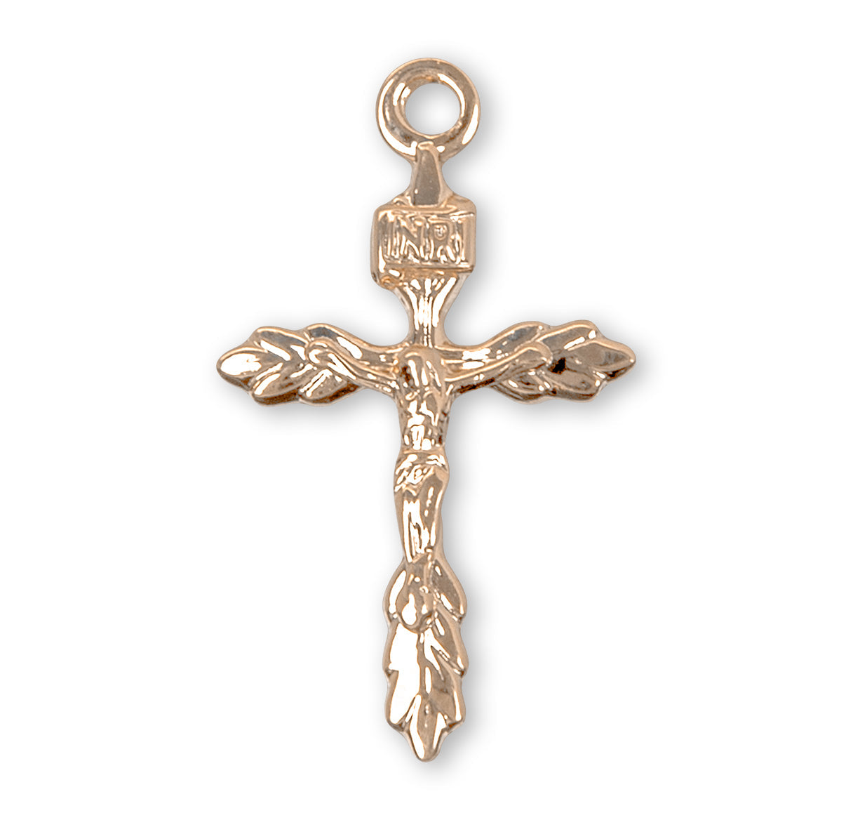 Gold Over Sterling Silver Wheat Crucifix Necklace | 16kt Gold Plated .925 Silver