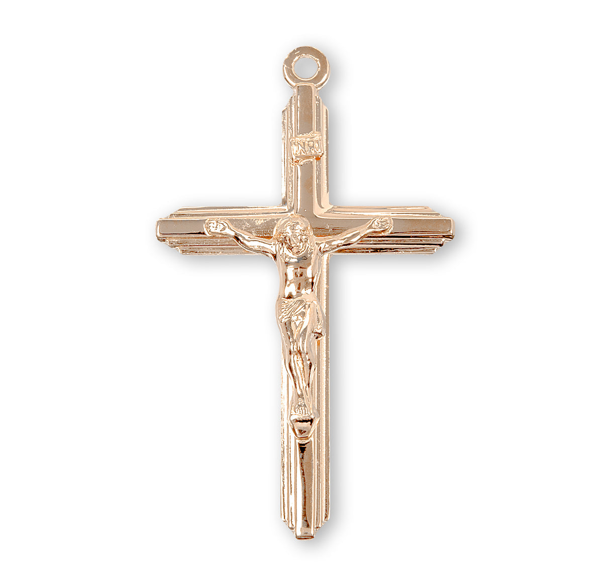Inlayed Gold Over Sterling Silver Crucifix Necklace | 16kt Gold Plated .925 Silver