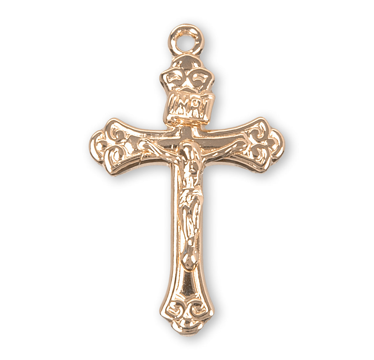 Gold Over Sterling Silver Tapered Crucifix Necklace | 16kt Gold Plated .925 Silver