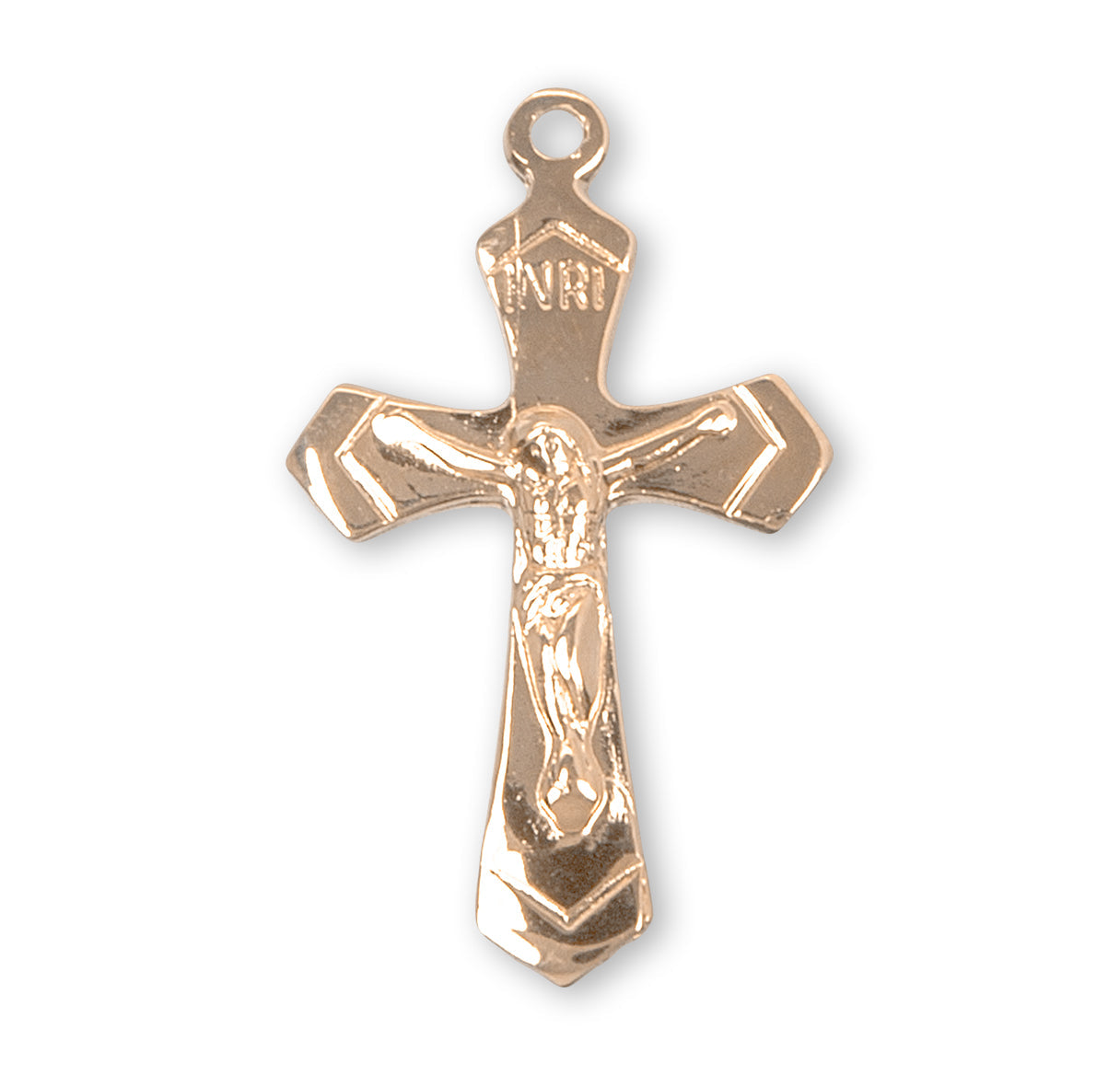 Gold Over Sterling Silver High Polished Crucifix Necklace | 16kt Gold Plated .925 Silver