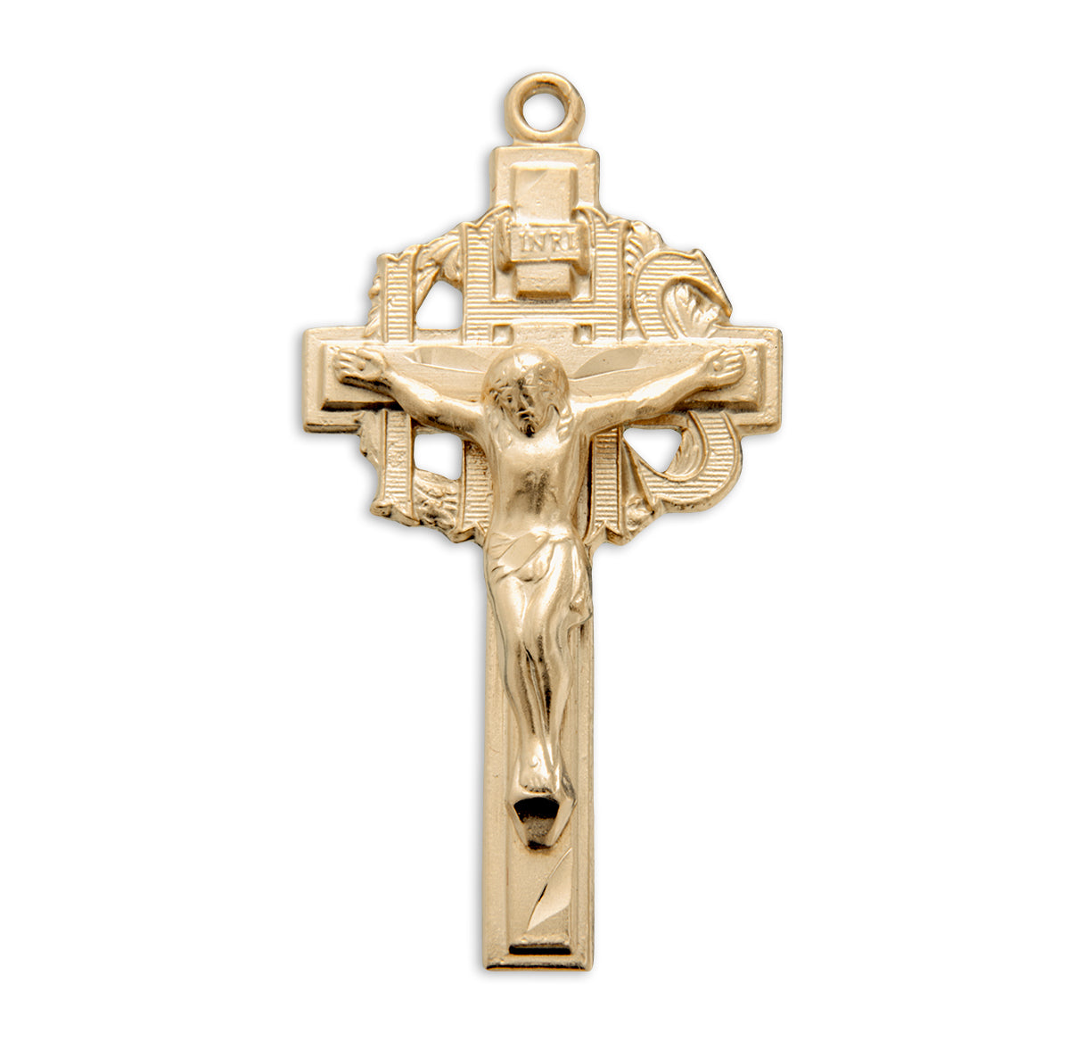 Pierced Gold Over Sterling Silver Crucifix Necklace | 16kt Gold Plated .925 Silver