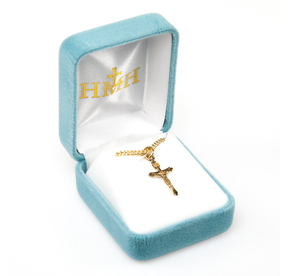Flare Tipped Gold Over Sterling Silver Crucifix Necklace | 16kt Gold Plated .925 Silver