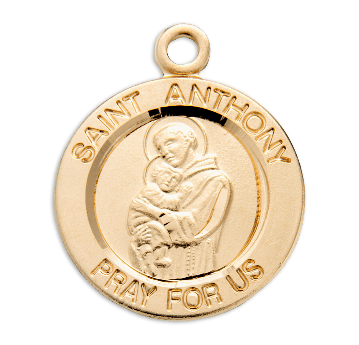 Patron Saint Anthony Round Gold Over Sterling Silver Medal Necklace | 16kt Gold Plated .925 Silver