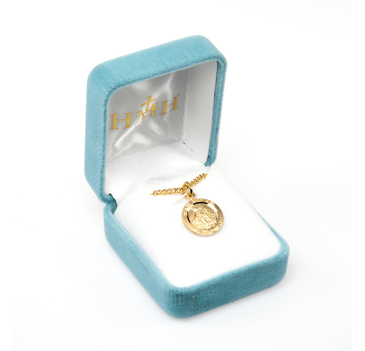 Patron Saint Michael Round Gold Over Sterling Silver Medal Necklace | 16kt Gold Plated .925 Silver