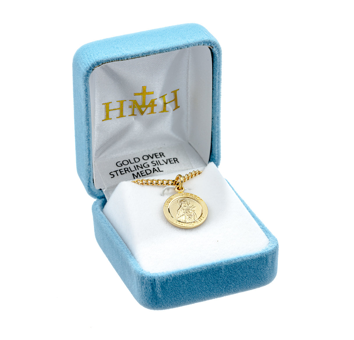Patron Saint THerese of Lisieux Round Gold Over Sterling Silver Medal Necklace | 16kt Gold Plated .925 Silver