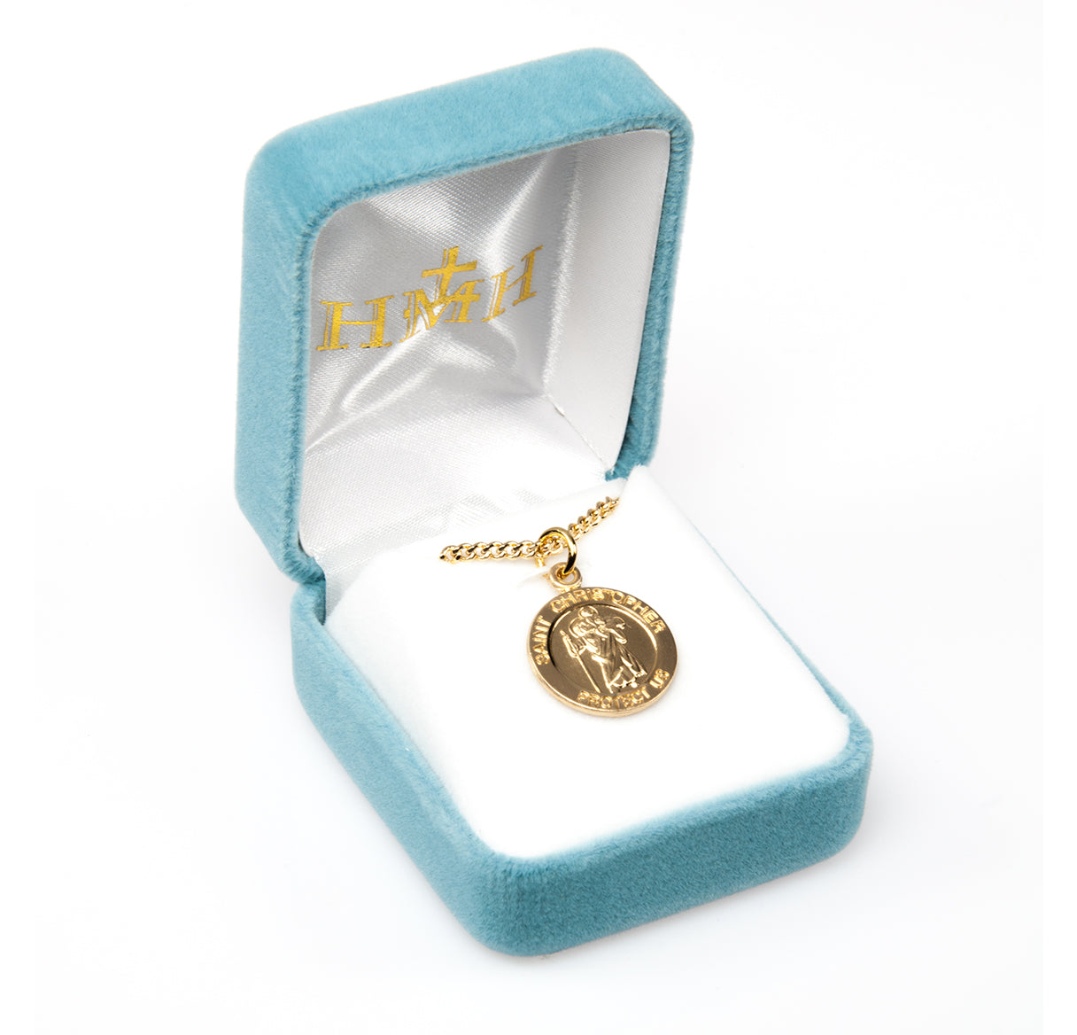 Patron Saint Christopher Round Gold Over Sterling Silver Medal Necklace | 16kt Gold Plated .925 Silver
