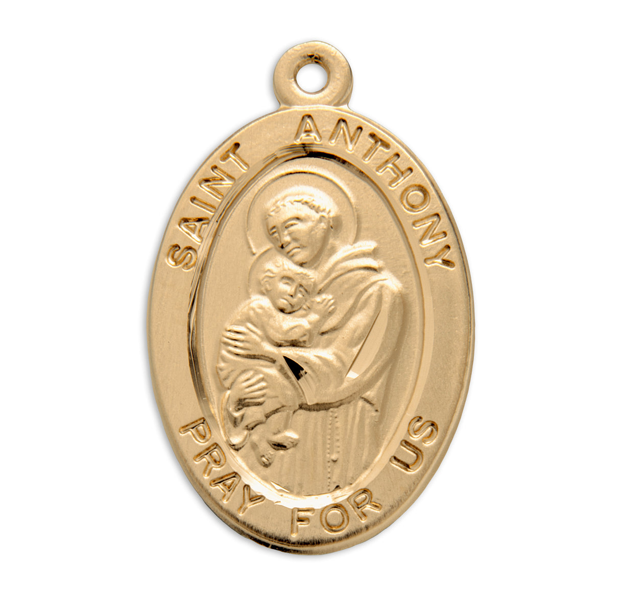 Patron Saint Anthony Oval Gold Over Sterling Silver Medal Necklace | 16kt Gold Plated .925 Silver