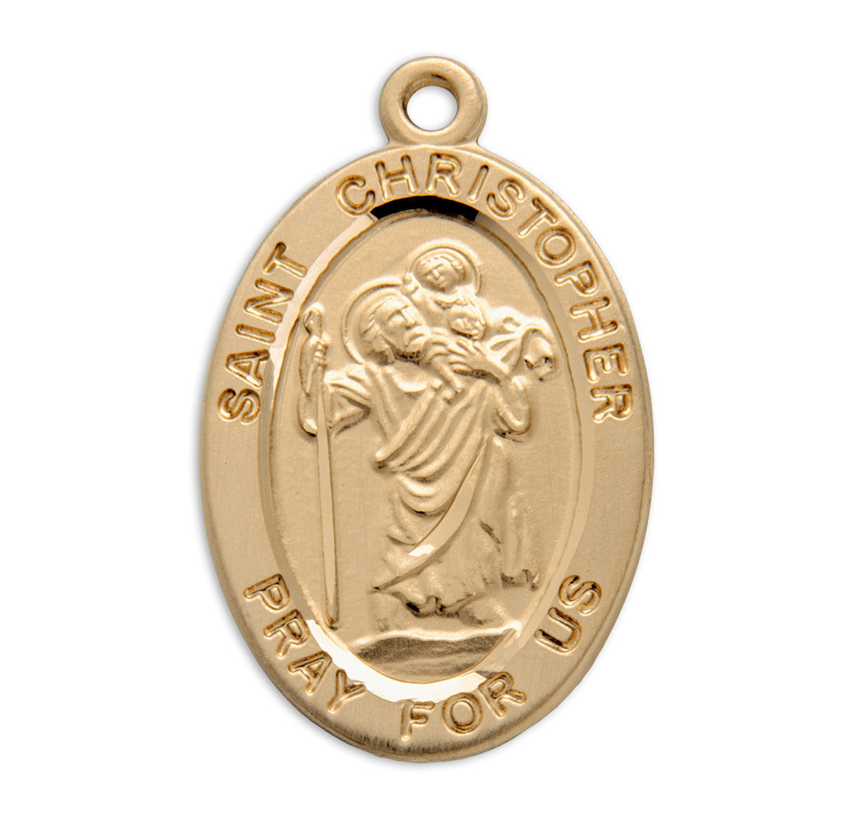 Patron Saint Christopher Oval Gold Over Sterling Silver Medal Necklace | 16kt Gold Plated .925 Silver
