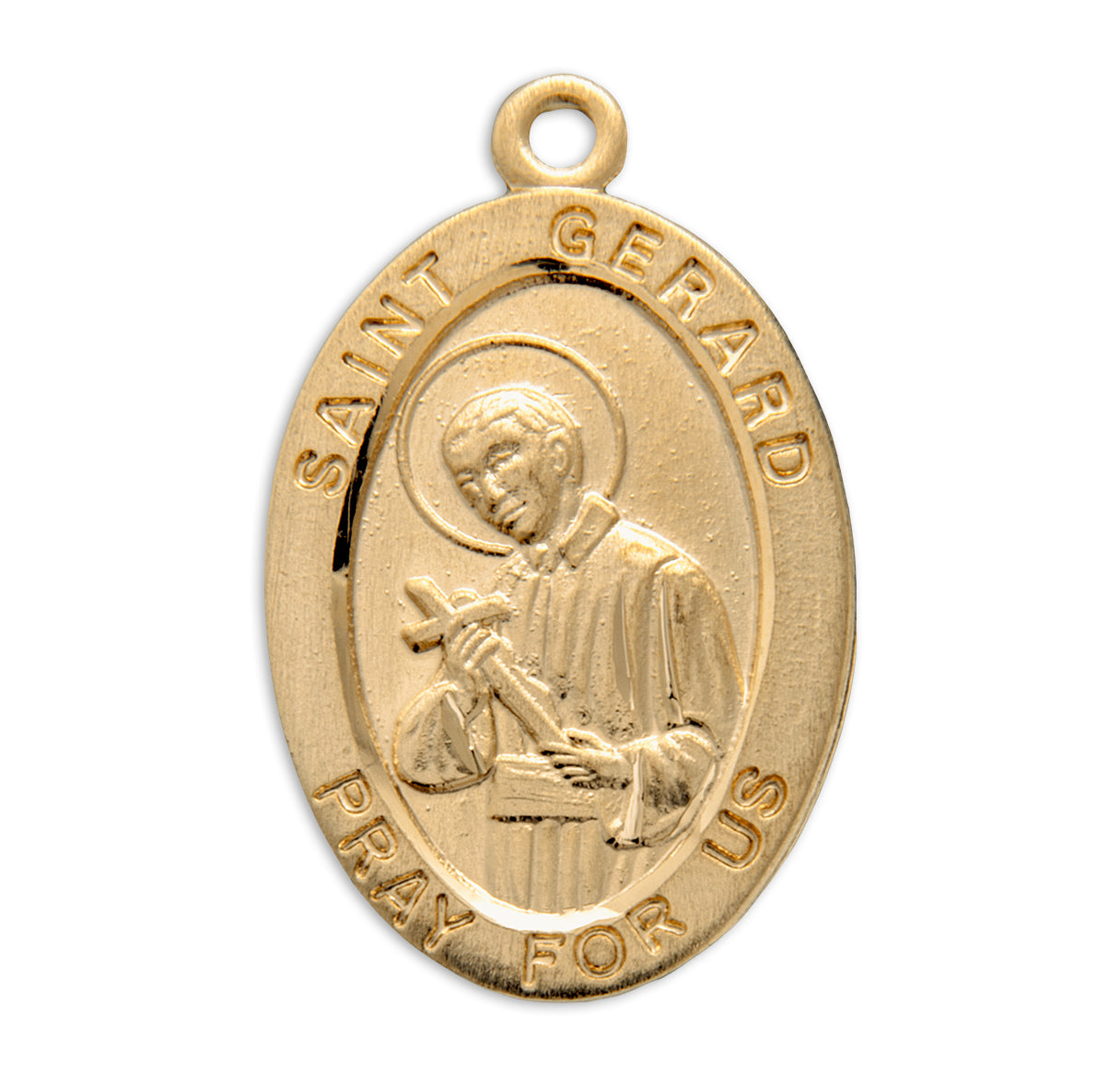 Patron Saint Gerard Oval Gold Over Sterling Silver Medal Necklace | 16kt Gold Plated .925 Silver