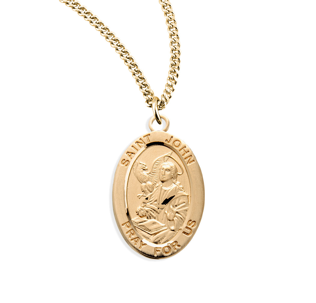 Patron Saint John the EvAngelist Oval Sterling Silver Medal Necklace | .925 Silver