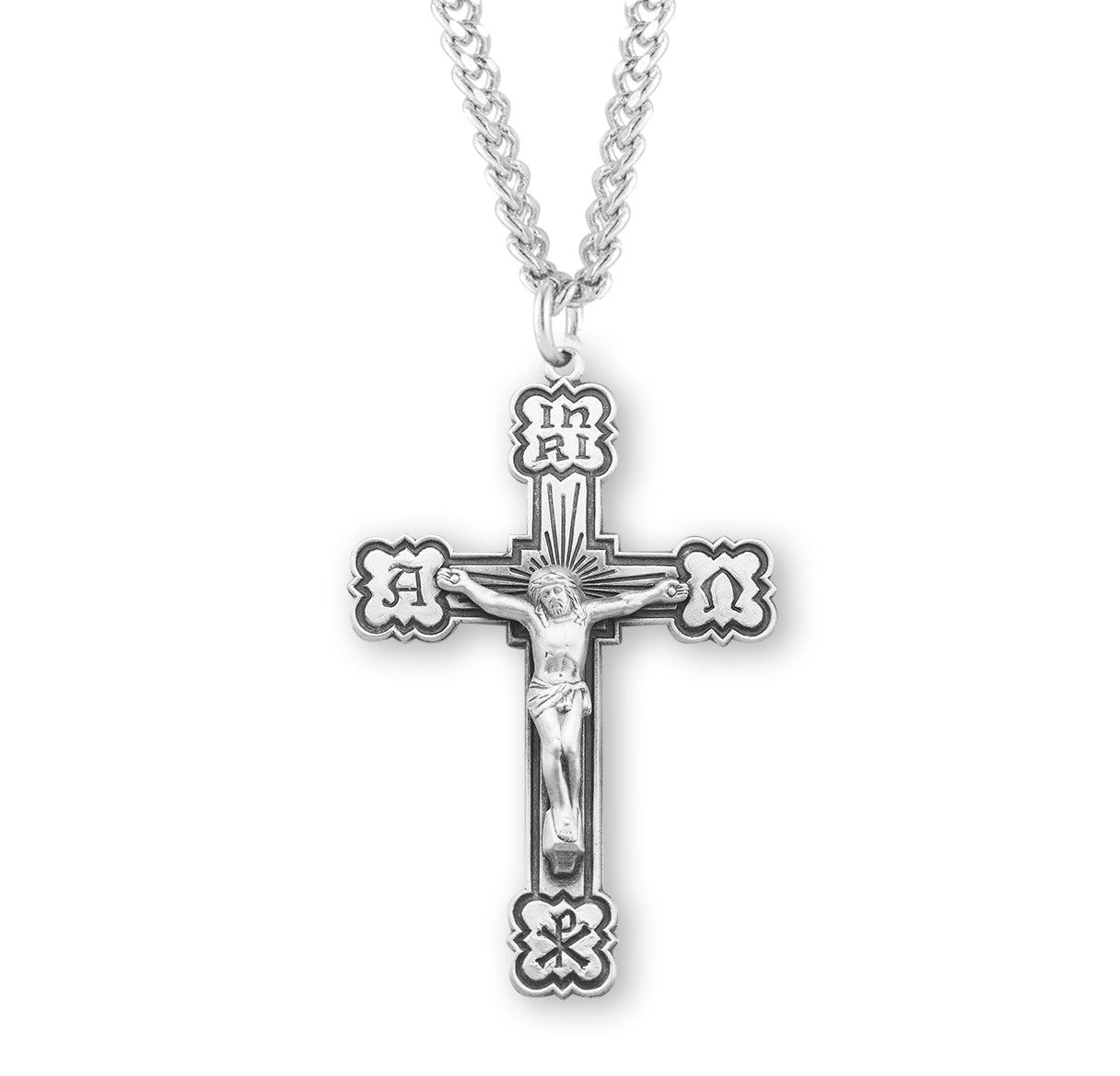 Alpha Omega Sterling Silver Crucifix Necklace | .925 Silver