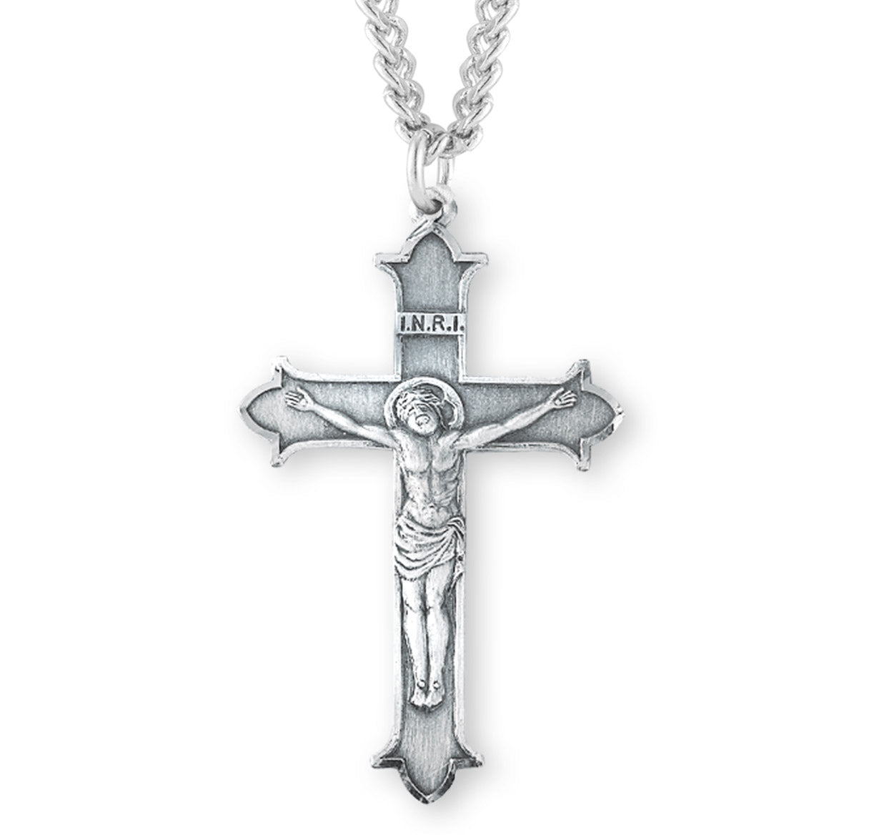 Flare Tipped Sterling Silver Crucifix Necklace | .925 Silver
