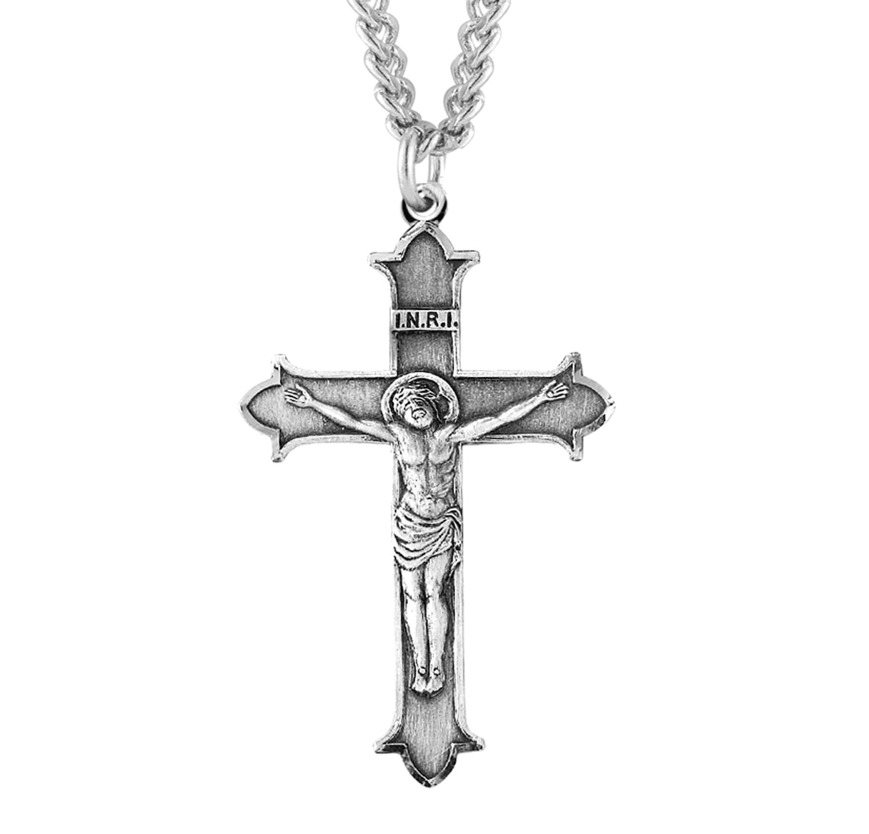 Flare Tipped Sterling Silver Crucifix Necklace | .925 Silver