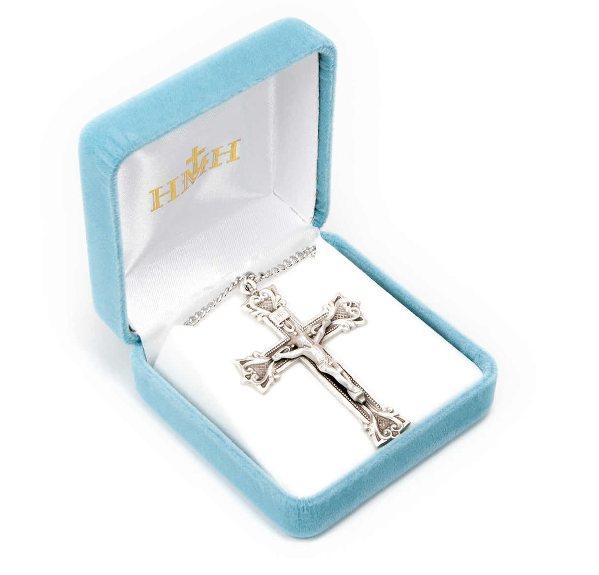 Gothic Scroll Style Sterling Silver Crucifix Necklace | .925 Silver
