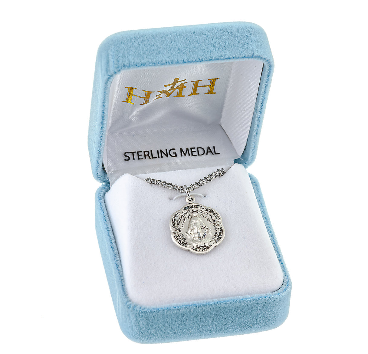 Sterling Silver Miraculous Medal Pendant with Chain | .925 Silver