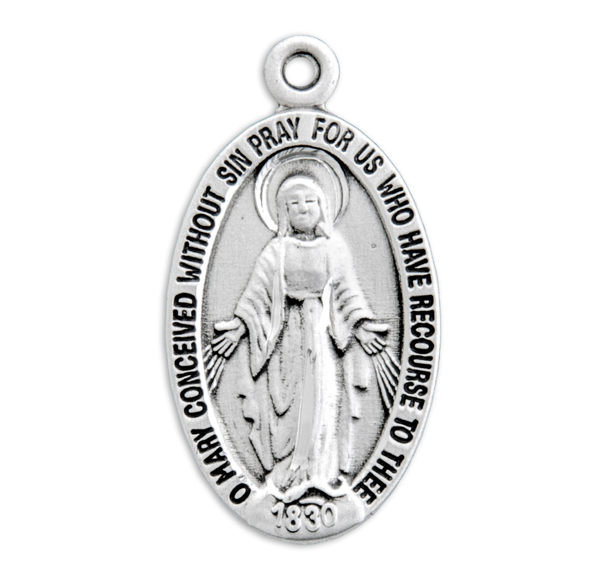 Sterling Silver Sterling Silver Miraculous Medal Pendant with Chain | .925 Silver