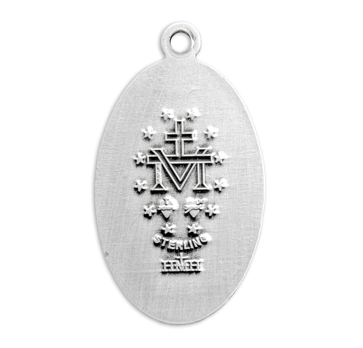 Sterling Silver Oval Miraculous Medal Pendant with Chain | .925 Silver