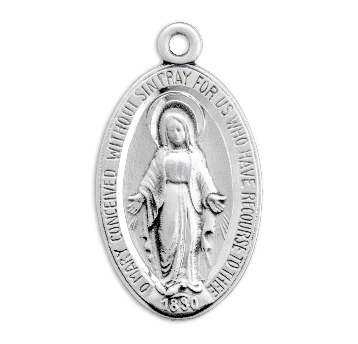 Sterling Silver Sterling Silver Miraculous Medal Pendant with Chain | .925 Silver