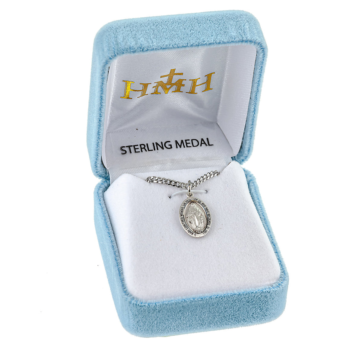 Sterling Silver Oval Miraculous Medal Pendant with Chain | .925 Silver
