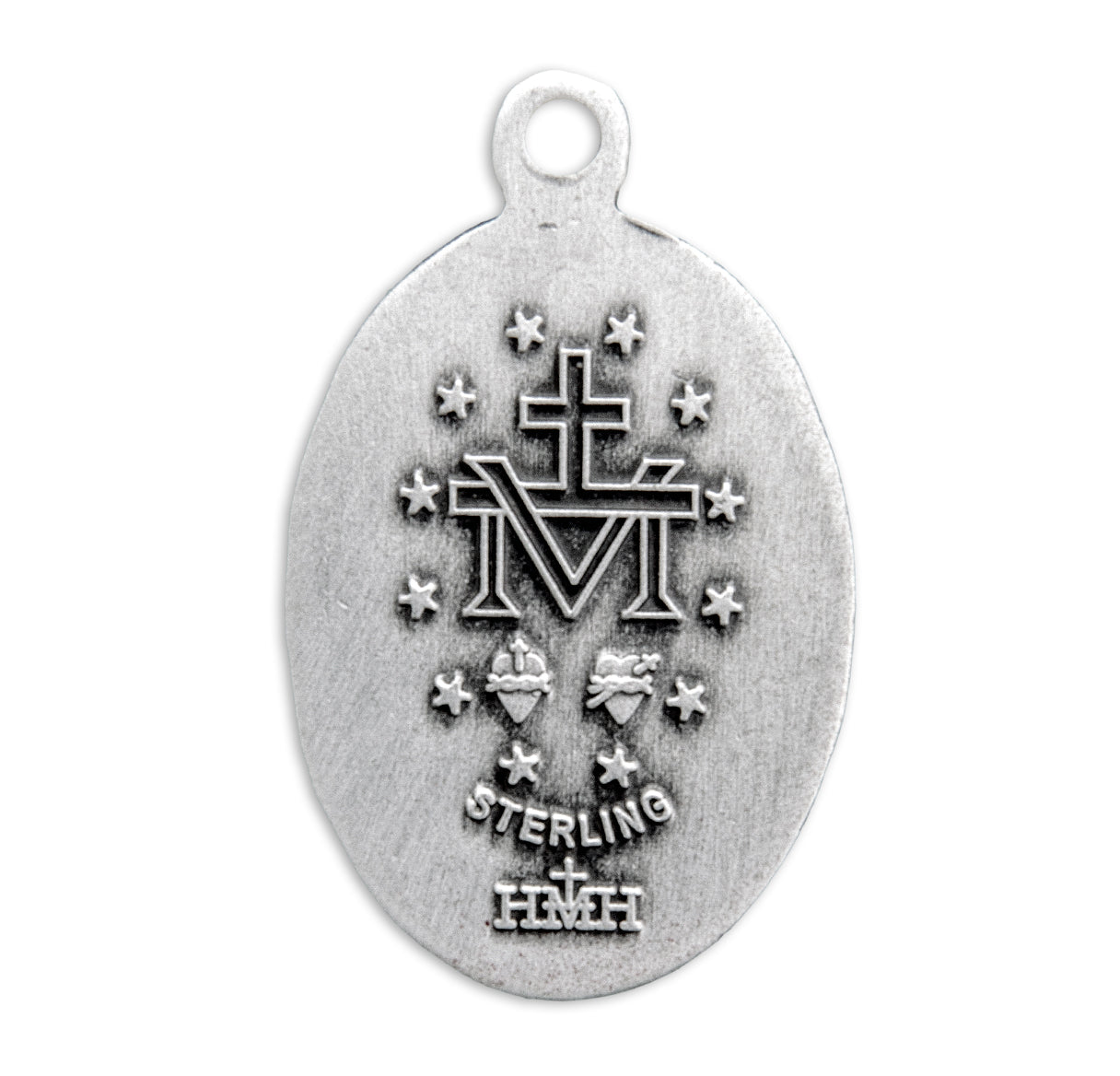 Sterling Silver Oval Miraculous Medal Pendant with Chain | .925 Silver