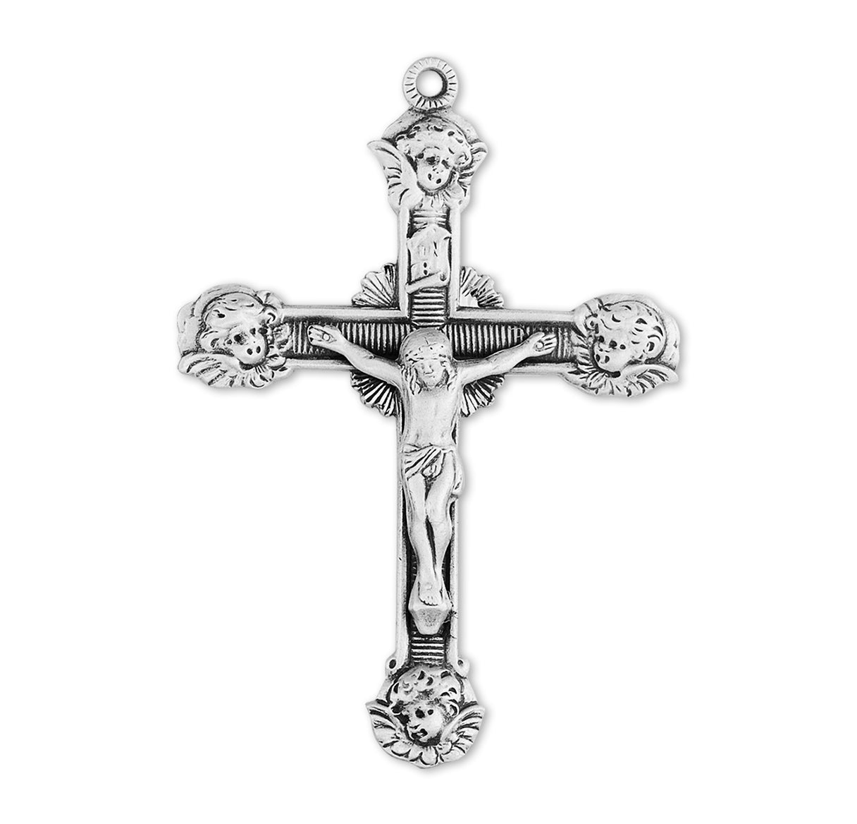 Angel Tipped Sterling Silver Crucifix Necklace | .925 Silver
