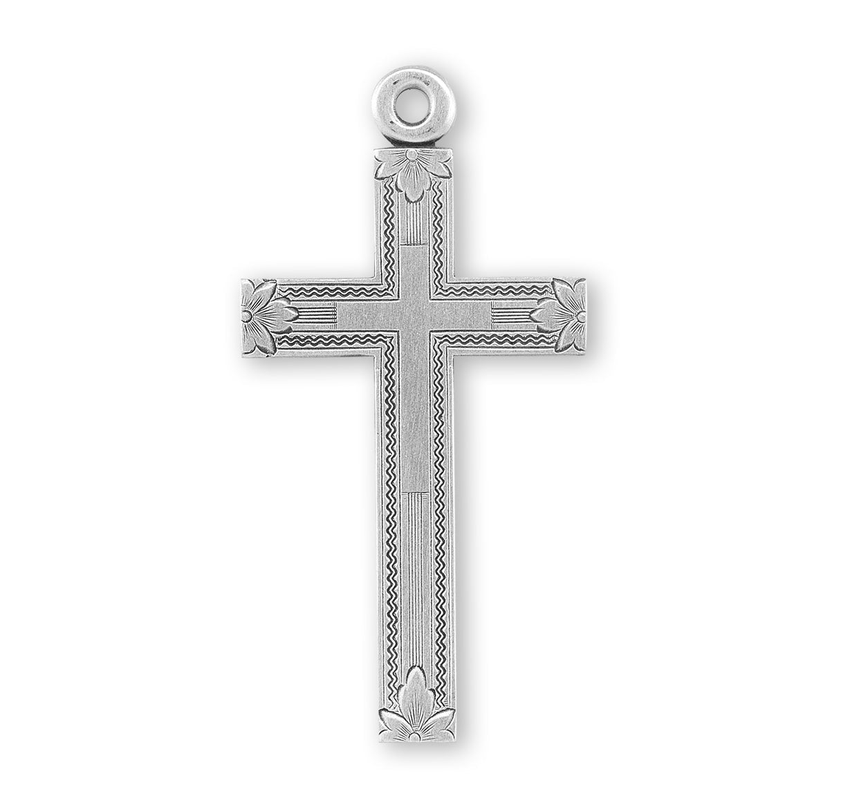 Sterling Silver Engraved Cross in Cross Necklace | .925 Silver