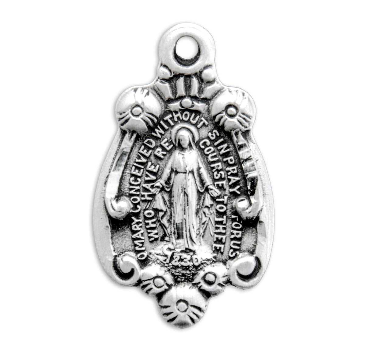 Sterling Silver Miraculous Medal Pendant with Chain | .925 Silver