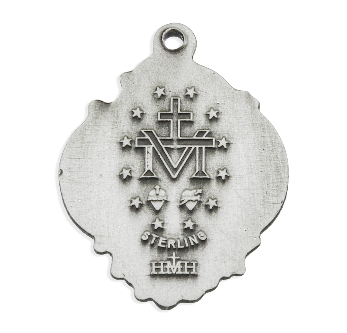 Sterling Silver Fancy Baroque Style Miraculous Medal Pendant with Chain | .925 Silver