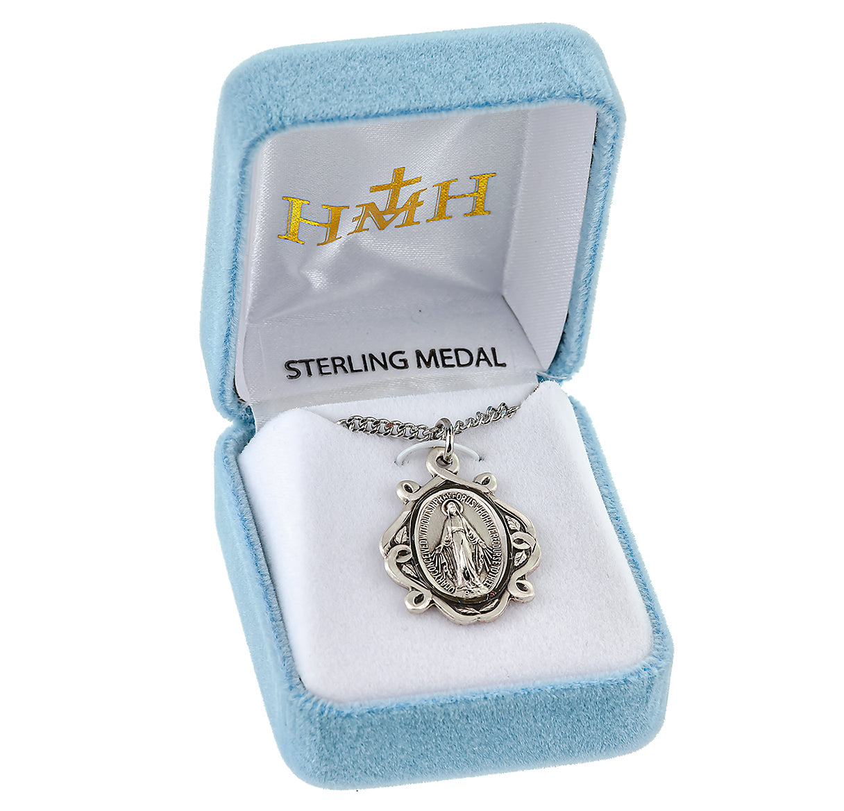 Sterling Silver Miraculous Medal Pendant with Chain Celtic Knot | .925 Silver