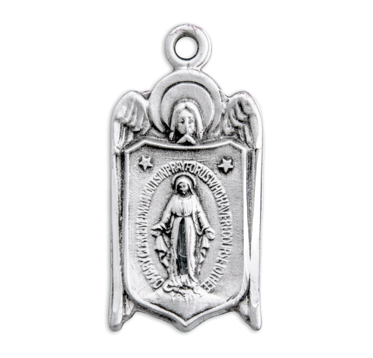Sterling Silver Miraculous Medal Pendant with Chain | .925 Silver