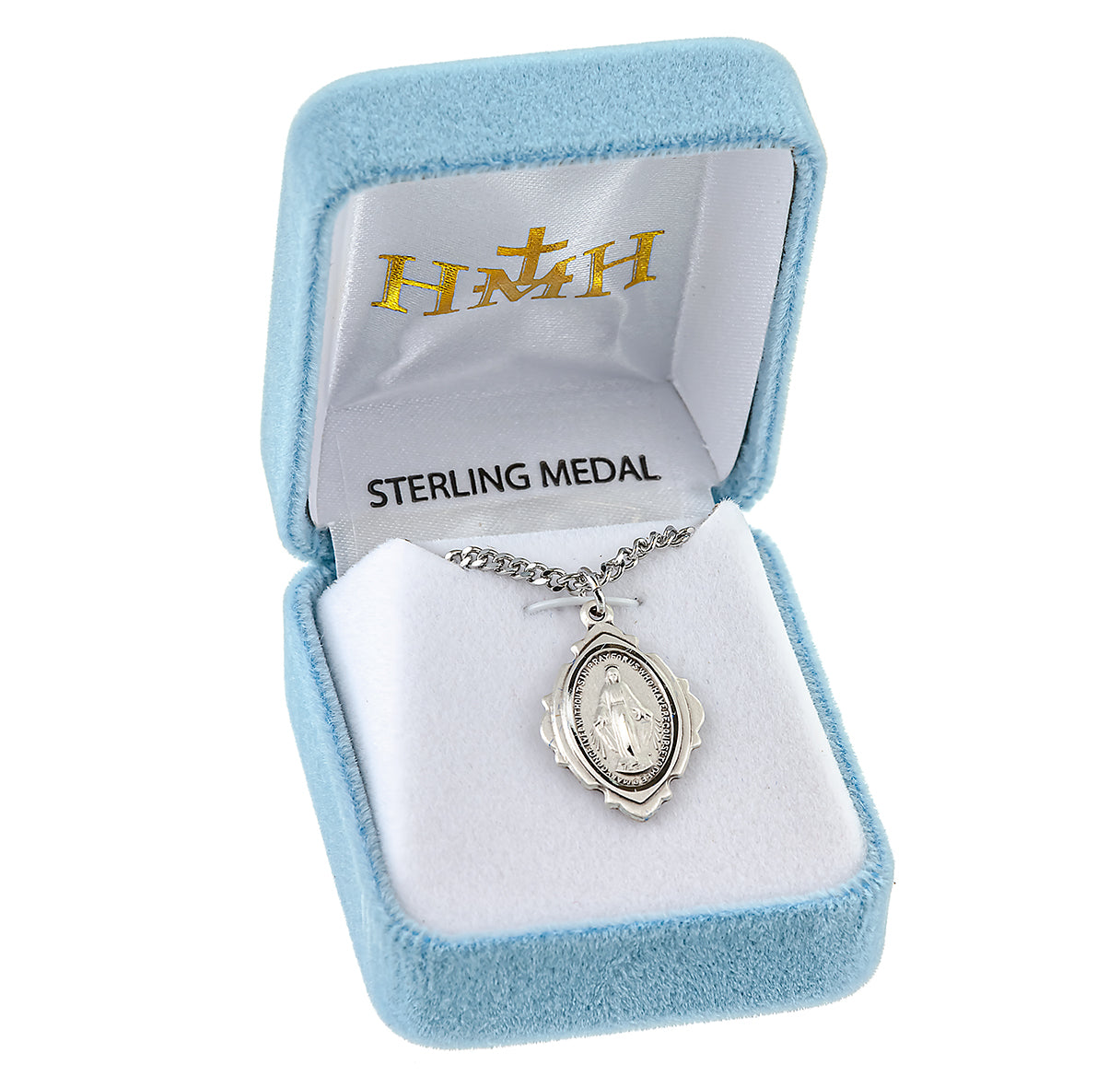 Sterling Silver Miraculous Medal Pendant with Chain | .925 Silver