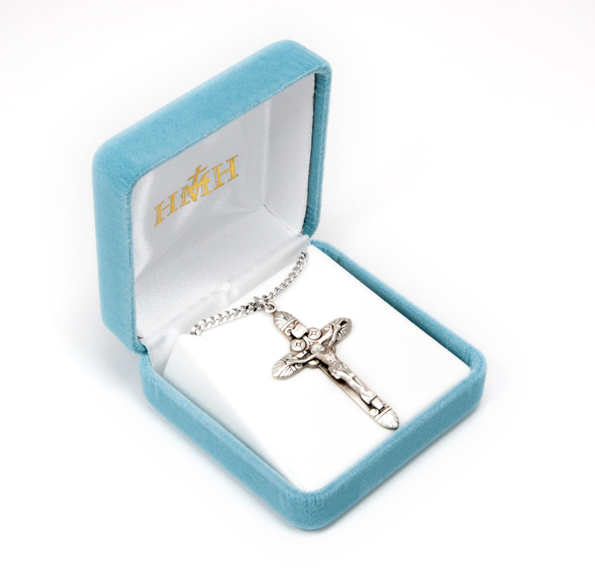 Tapered Art Deco Sterling Silver Crucifix Necklace | .925 Silver