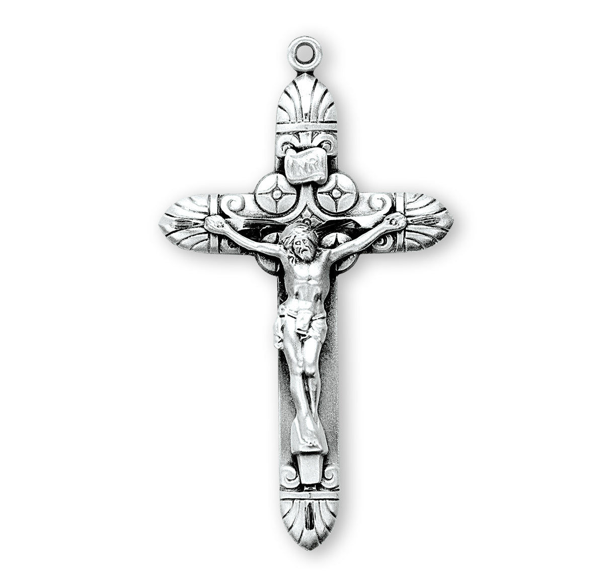 Tapered Art Deco Sterling Silver Crucifix Necklace | .925 Silver