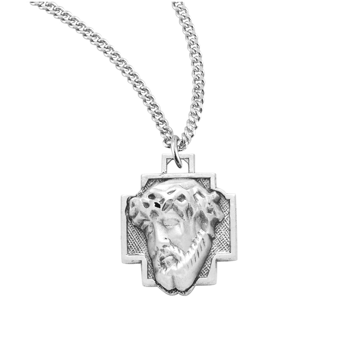 Head of Christ Sterling Silver Medal Pendant with Chain | .925 Silver