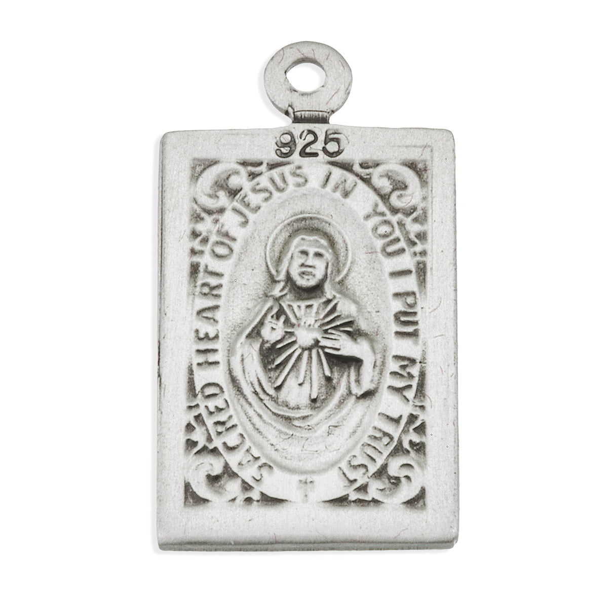 Our Lady of Mount Carmel Sterling Silver Scapular Double Sided Medal Pendant with Chain | .925 Silver