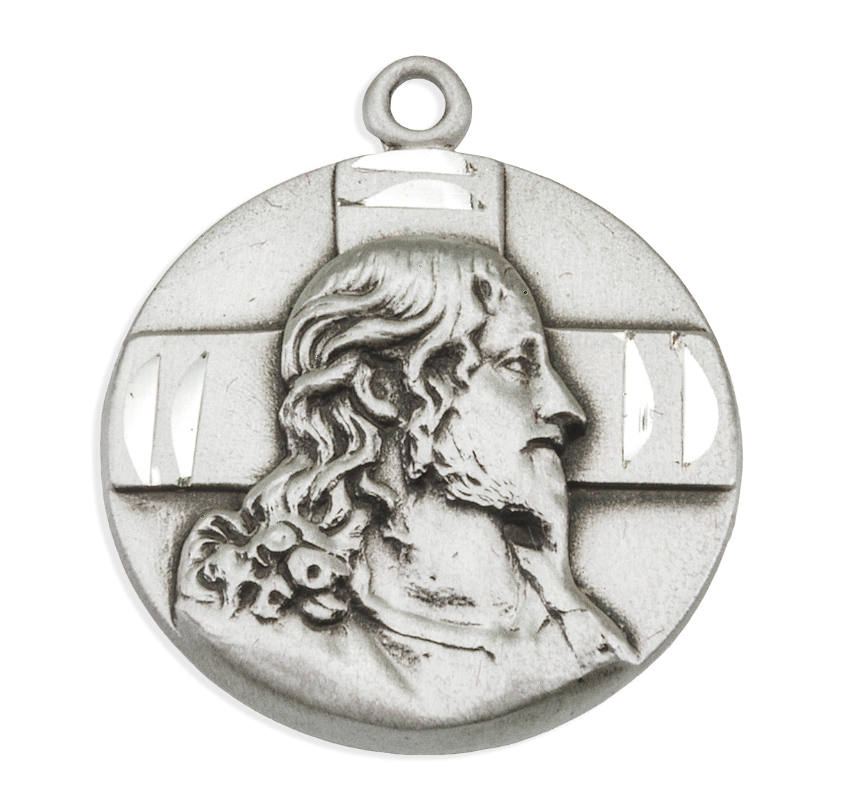 Sterling Silver Profile of Jesus Medal Pendant with Chain | .925 Silver