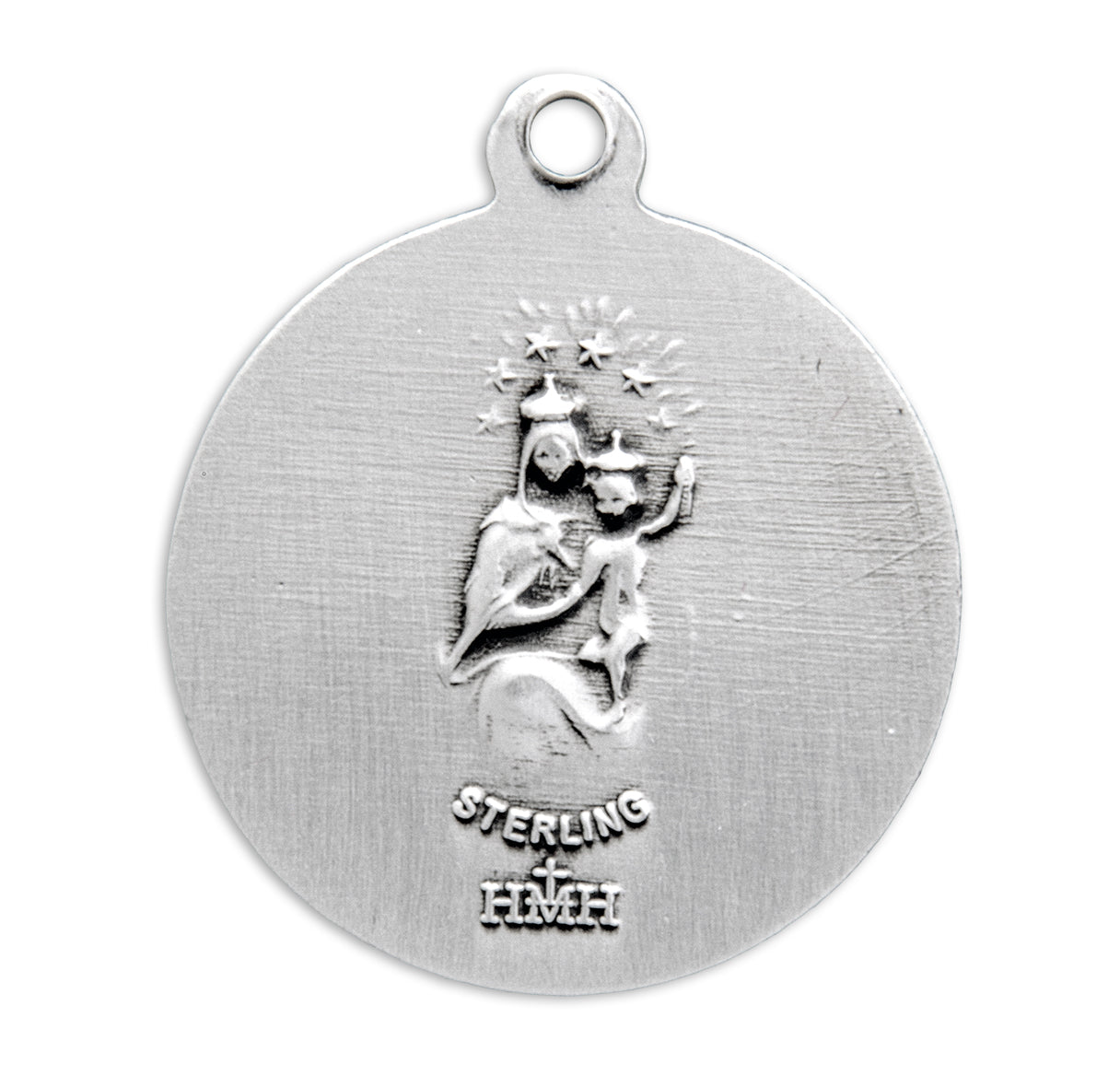 Sacred Heart of Jesus Sterling Silver Scapular Double Sided Medal Pendant with Chain | .925 Silver