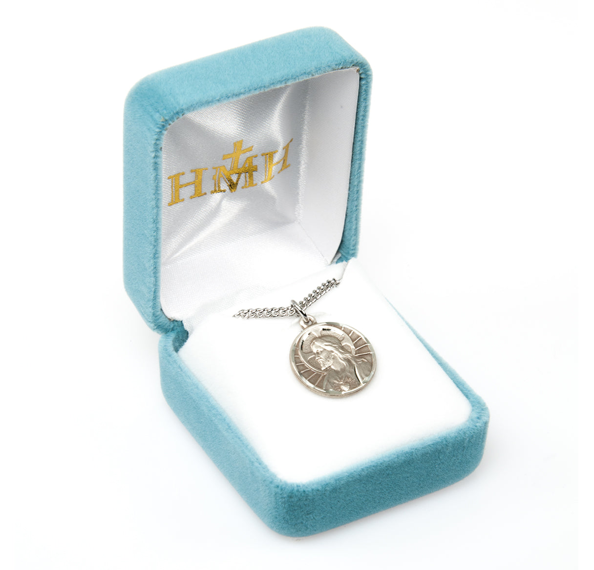 Sacred Heart of Jesus Sterling Silver Scapular Double Sided Medal Pendant with Chain | .925 Silver